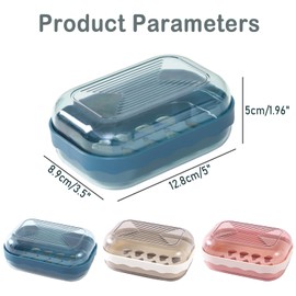 Pack of 3 Travel Soap Box, Soap Dish with Lid, Soap Dish with Drain, Solid Shampoo Storage, Portable Soap Box, for Home, Bathroom, Travel, Camping (Cream, Pink, Dark Blue)