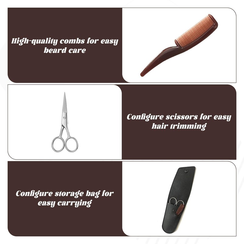 3 PCS Beard Scissors for Men,Professional Stainless Steel Moustache Scissors