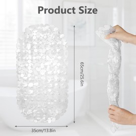 AMFUN Shower Mat Non Slip Anti Mould, Clear Pebbles Shower Bath Mat, Oval Shower Mats Pads Trays, Machine Washable Bath Mat with Strong Suction Cups Grip and Drain Holes for Inside Shower