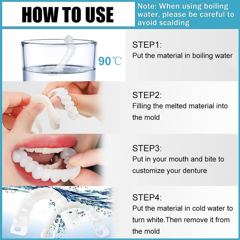 Fake Teeth 6 Pairs False Artificial Temporary Teeth Braces Smile