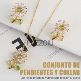 Collar Y Pendientes Colgantes De Girasol, Con Caja De Regalo Joyería De Moda,regalos Para San Valentín, Día De La Madre
