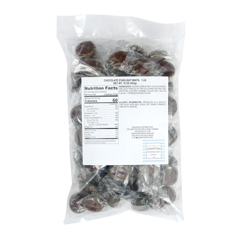 Chocolate Starlight Mints Candy, 1 Pound Bulk Candy (Approx. 75