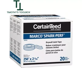 CertainTeed 2 1/16" x 250' Marco Spark-Perf Drywall Paper Tape, Box of 20 Rolls