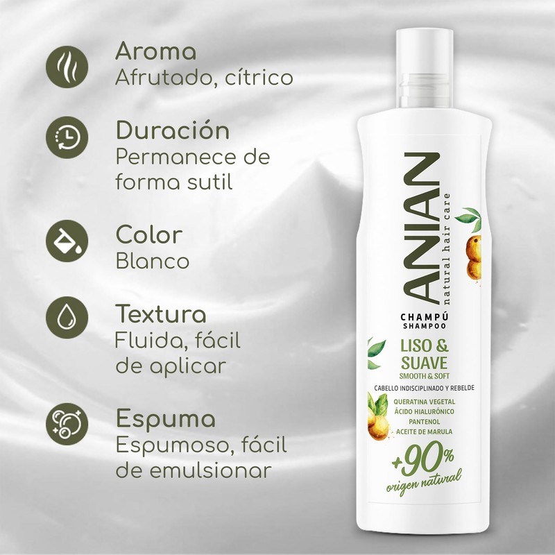 Anian Liso & Suave Champú Queratina Vegetal 400 ml Mujer