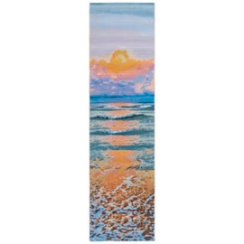SAFAVIEH Barbados Collection Runner Rug - 2'8" x 10'5", Gold & Blue, Sunset Waterproof Washable Design, Non-Shedding & Easy Care, Indoor/Outdoor & Washable-Ideal for Patio, Backyard, Mudroom (BAR581C)