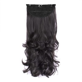 Stasia Street 24-Inch Out Curl Clip-In Korean Synthetic Breatheable Hair Extensions for Women Natural Look Instant Volume & Length – Dark Brown