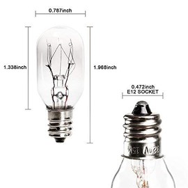 6 Pack Salt Lamp Bulbs,Replacement 15 Watt E12 Socket Incandescent Bulbs for Himalayan Salt Rock Lamps and Plug in Night Lights