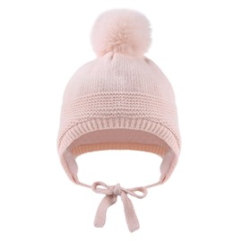 XIAOHAWANG Baby Winter Hat with Ears Warm Baby Hat Baby Girls Boys Winter Baby Hat Gloves Ear Flaps Hat with Fleece, pink hat