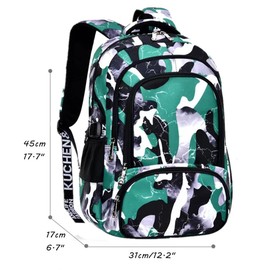 Ladyzone Camo School Backpack Lightweight Schoolbag Travel Camp Outdoor Daypack (BL Camo Green)