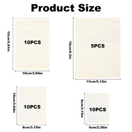 Tenbrachian 35 Pcs Cotton Muslin Bags for Cooking, Reusable Mesh Bags with Drawstring, Spice Bags Herb Bags for Cooking Reusable Tea Bags for Loose Tea Filter Bags, Bouquet Garni Bags(4 Sizes)