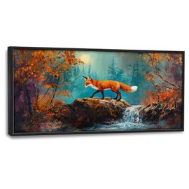 Fox Large Wall Art Forest Animals Pictures Wall Decor Fox Above Over Bed Canvas Prints Painting Framed Artwork Decoration for Boys Bedroom Living Room Office 60"x30"