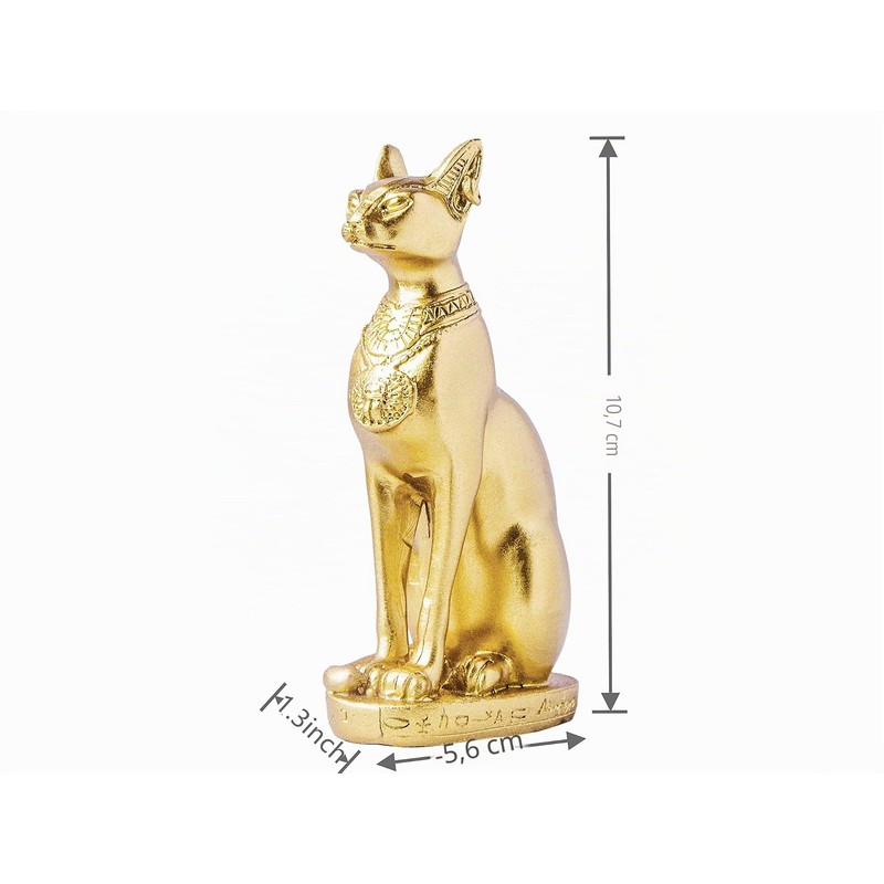 EASCHEER Egyptian Cat Goddess Statue Bastet Egyptian Decoration 4.2" Gold