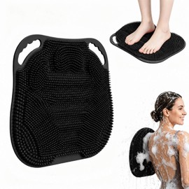 Shower Foot Scrubber Mat Non-Slip Silicone Body Scrubber Black