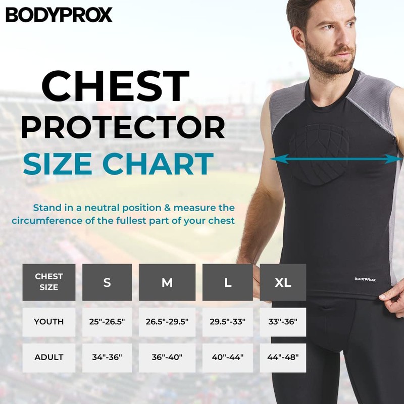Bodyprox Baseball Chest Protector Shirt (Adult-M) Black