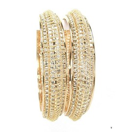 Arras Creations Traditional Fashion Bollywood Exclusive Designer Stone Set Kada Set Bangle Bracelet for Women / AZINSS002-GCL (2.11)