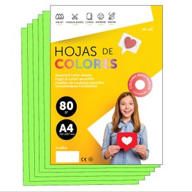 Colourful Paper A4 80 g for Printers & Crafts, Coloured Sheets for Children, Creative Projects, Cards & School m-office (50 Sheets, Neon Green)