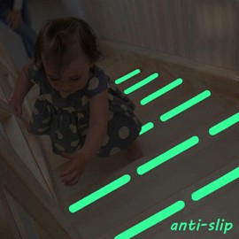 Garerip 24-Pack Anti Slip Tape with Glow in The Dark, 0.8inch x 7.9inch, Transparent Grip Tape Non-Slip Adhesive Tape Indoor/Outdoor Stair,Tubs, Boats