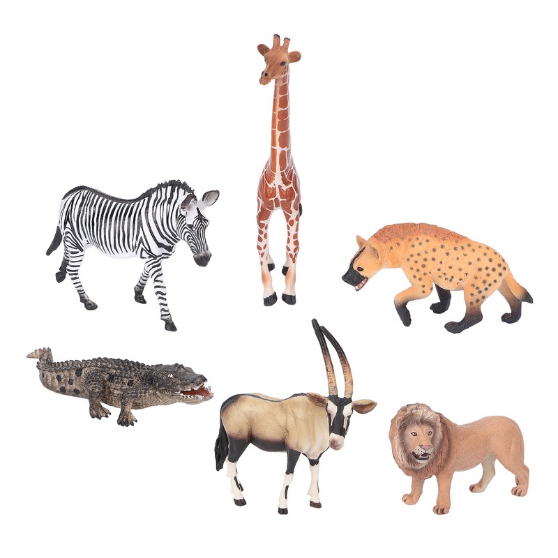 6Pcs Animals Toys Set Simulation Vivid Wild Jungle Zoo Plastic