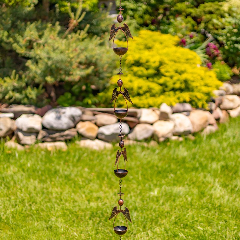 Zaer Ltd. Ornate Hanging Rain Chains (Bronze Finish, Honeycomb)