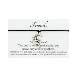 Lucor Friendship Gifts | Best Friends Gifts | Fairy Sitting on Moon Wish Bracelet | Graduation Gifts | Gifts for Friends(Black)