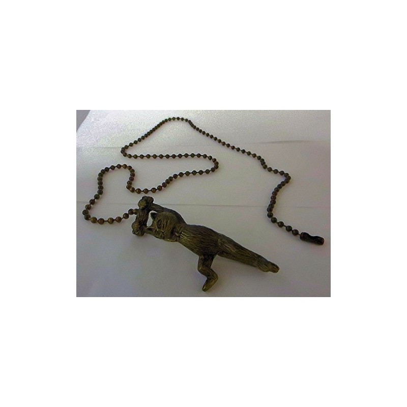 Texas Lamp Mfg Antique Brass Dangling Cat Fan Pull Chain