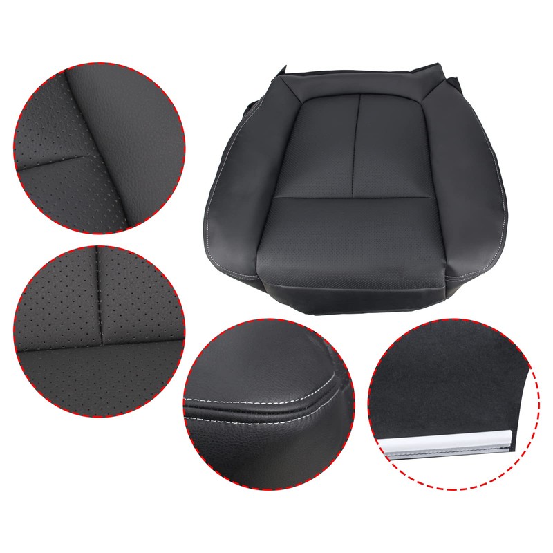 AUTOKAY Black Driver Bottom Leather Seat Cover Fits for Ford