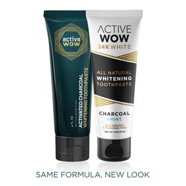 Active Wow Activated Charcoal Toothpaste - Teeth Whitening Formula with Organic Coconut Oil & Xylitol