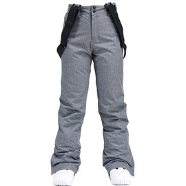 HOTIAN Women's Ski Trousers Snowboard Trousers Winter Waterproof Windproof Warm Removable Braces Ski Cross-Country Ski Trousers Thermal Trousers Hiking Trousers Ski Trousers, gray
