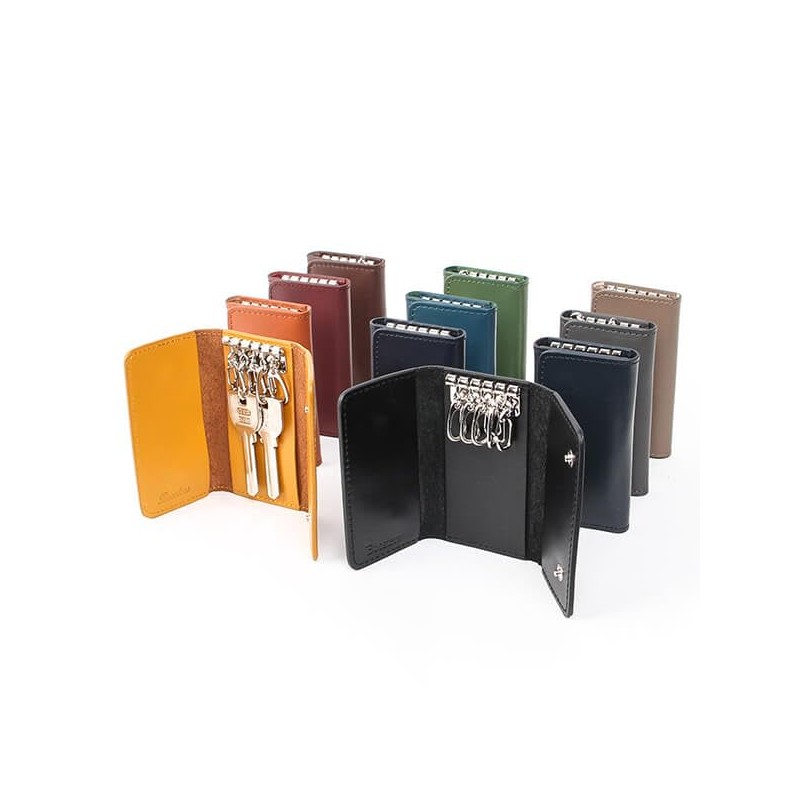 Boosters Key Case, Trifold, 5 Hooks, Smart Key, Genuine Leather,
