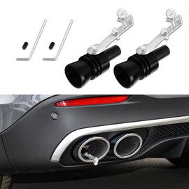 Rebvugr 2PCS Turbo Sound Whistle Simulator, Car Turbo Whistle Car, Aluminum Alloy Universal Turbo Sound Exhaust Muffler Pipe Whistles, Auto Replacement Exhaust Mufflers Fit Vehicle Truck (Black)