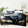 CCoutueChen Black Dragon Queen Comforter Set Galaxy Moon Bedding for