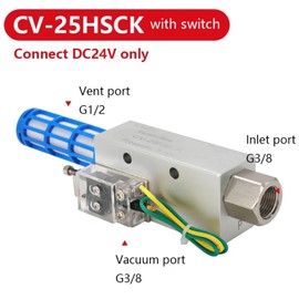 JVOZBZMWZ CV Vacuum Generator Vacuum Valve Pneumatic Negative Pressure Switch CV-10/15/20/25HS Robotic Control Accessories(CV-25HSCK)