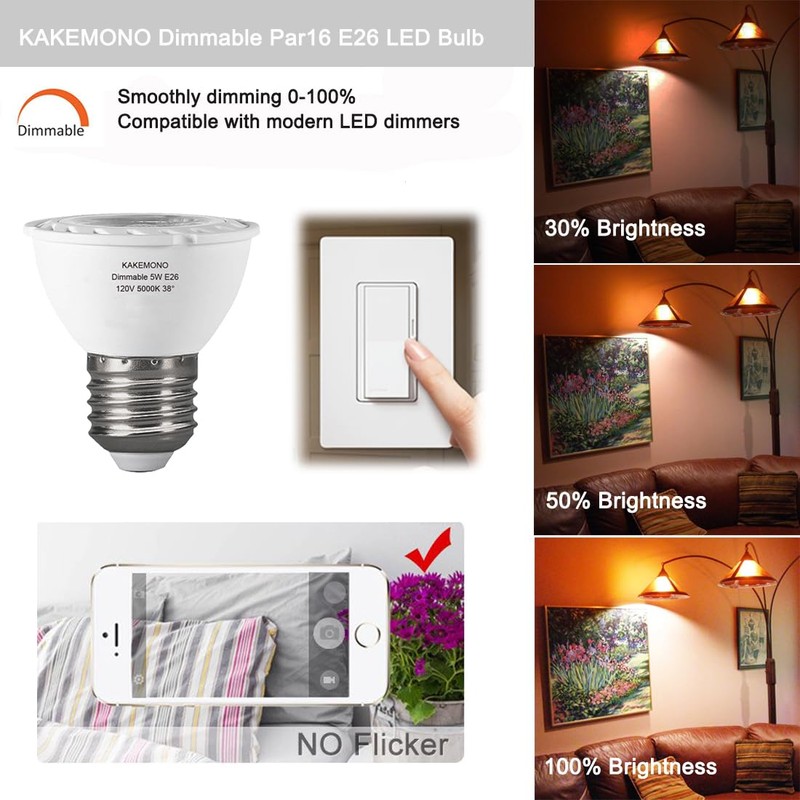KAKEMONO PAR16 LED Bulbs Dimmable 5W Short Neck Track Spot