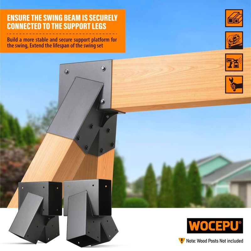 Wocepu 201 Stainless Steel Swing Set Bracket 2pcs A-Frame Brackets