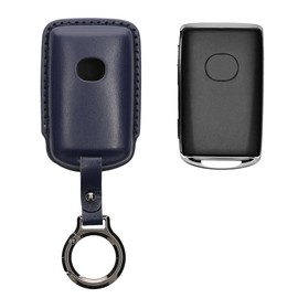 kwmobile Leather Key Cover Compatible with Mazda 3-Button CX30 CX50 CX60 CX90 MX-30 Key Cover - Genuine Leather - Dark Blue