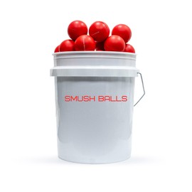 SMUSH BALLS Smushballs Bucket with Smushballs - The Ultimate Anywhere Batting Practice Baseball w/Lid (Red, Bucket w/ 36 Red)