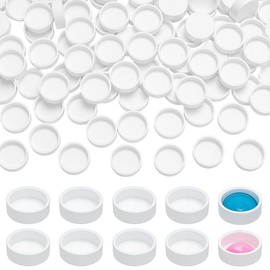 PH PandaHall 100pcs Flat Round Watercolor Pans 0.6ml Plastic Empty Paint Pans Small Pan Case Watercolor Pallet Pan for DIY Art Drawing Painting, Paint Palette, Travel Tin Case Palettes, White