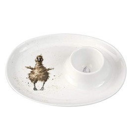 RW WN4088-XL Royal Worcester Wrendale Ceramic Egg Saucer, White, 18 x 13.5 cm