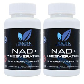 Nad 60 Cápsulas Nicotinamida Adenina Dinucleótido + Resveratrol Calidad Premium SAISA HERBAL