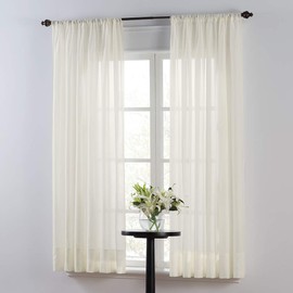 SmartSheer Solid Rod Pocket Window Sheer Panel, Ivory, 84" L x 59" W (Single Panel)