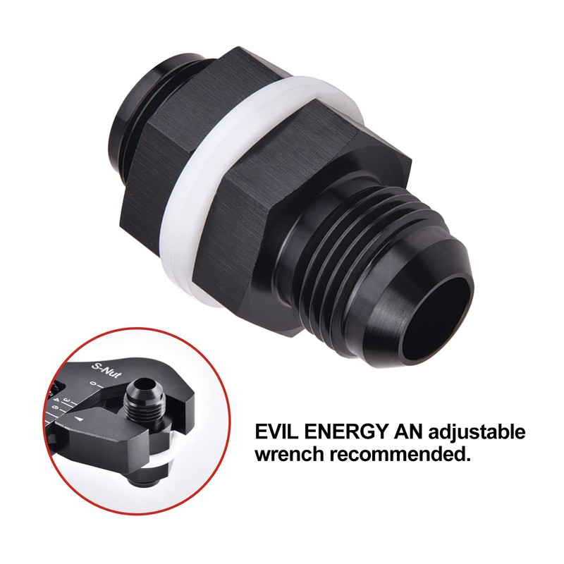 EVIL ENERGY Male 6AN Bulkhead Fuel Cell Fitting Adapter Aluminum