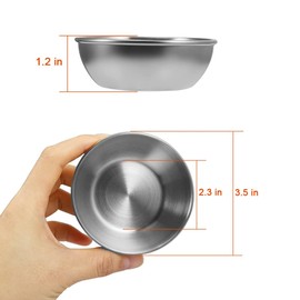 Amytalk 12 Pack 3.5inch Stainless Steel Sauce Dishes Mini Individual Saucers Bowl Round Seasoning Dishes Sushi Dipping Bowl Appetizer Plates, Sliver