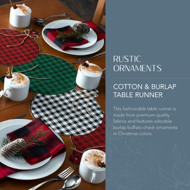 Elrene Home Fashions Farmhouse Living Holiday Rustic Ornaments Burlap Centerpiece Runner, 13" x 36" (Table, Multi)