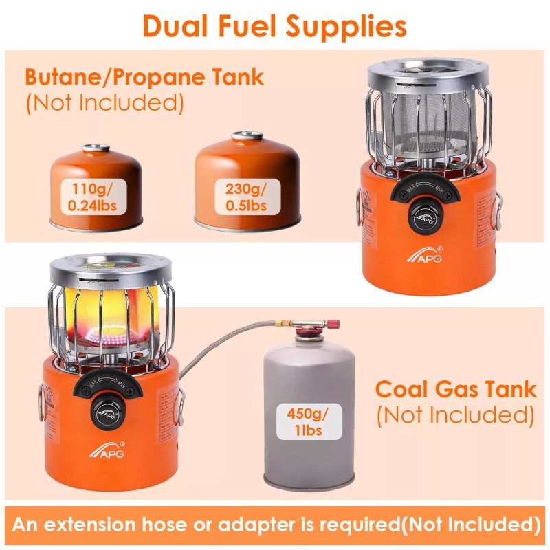 APG 2000W 2 In 1 Camping Stove Tent Heater Gas
