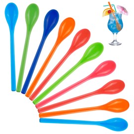 Pack of 10 Plastic Egg Spoons, 18.5 cm Plastic Spoons, Long Spoons, Colourful Plastic Spoons, Shatterproof Jam Spoons, Tea Spoons, Long, Reusable Ice Cream Spoons, Long Spoon for Desserts, Coffee