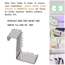 BODINGTAI 8 PCS Over The Door HooksZ-Shaped Reversible Sturdy Hanging Hooks Dual Head Single Hanger for Over The Door or Cupboard DoorDrawer Saving Organizer Hanger Hold up to 11Lbs Stainless Steel 1.6inch