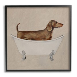 Stupell Industries Dachshund Dog Vintage Bathtub Framed Giclee Art, Design by Coco de Paris