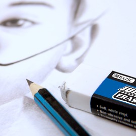 BAZIC Erasers, Jumbo Vinyl Pencil Eraser (4/Pack), Latex Free, White Large Size Block Erasers for Art Drawing School Office Kids Teachers, 1-Pack