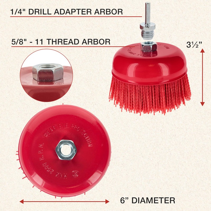 Dura-Gold 6" Abrasive Filament Nylon Bristle Cup Brush - 5/8"