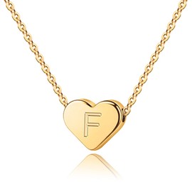 TINGN Gold Necklace with Letters Women Girls 14K Gold Plated Heart Chain Letter Necklace Heart Chain with Letter Chain Gold Women's Gold Jewellery Gifts for Women Teenager Girls Chain, Gold